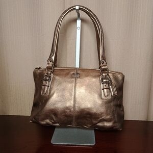 Coach Madison Metallic Gunmetal/Platinum Small Leather Satchel